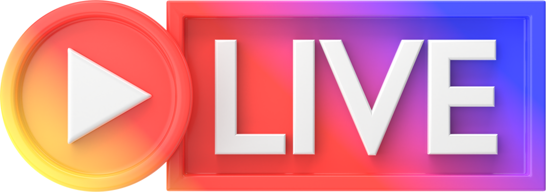 3D live icon. Livestreaming.